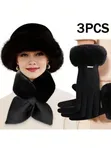 3-Piece Winter Chic Black Accessories Set - 2