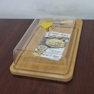 Wooden Pizza Tray with Acrylic Cover and Knife (30x20cm)