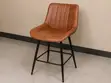 Brown Leather Bar Stool with Backrest - 3