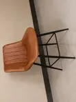 Brown Leather Bar Stool with Backrest - 4
