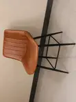 Brown Leather Bar Stool with Backrest - 5