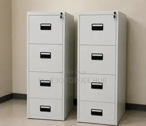 4 Drawer Metal Filing Cabinet with Lock - White