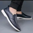 Men's Black Leather Slip-On Casual Shoes - 1