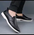 Men's Black Leather Slip-On Casual Shoes - 2