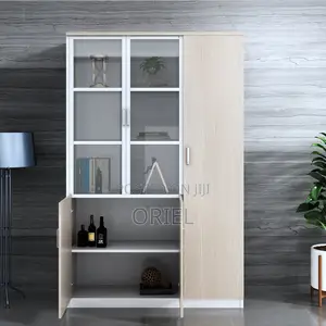 Office Wooden Filing Cabinet with Lock and Glass Door