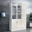 Office Wooden Filing Cabinet with Lock and Glass Door - 4