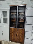 Office Cabinet - Wooden & Black Glass Doors - 1