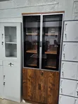 Office Cabinet - Wooden & Black Glass Doors - 2