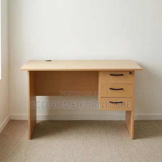 Wooden Office Desk with Lockable Drawers - 1
