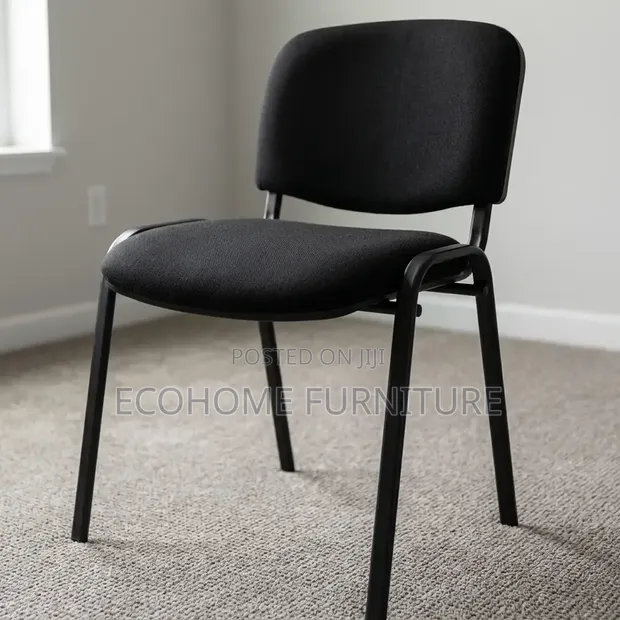 Visitor Chair - Black Fabric Padded Office Seat - 1