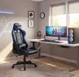 Blue-Black Leather Recliner Gaming Chair - 2