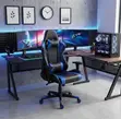 Blue-Black Leather Recliner Gaming Chair - 5