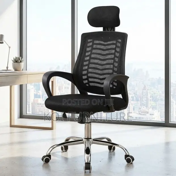 Adjustable Mesh Office Chair with Headrest - 1