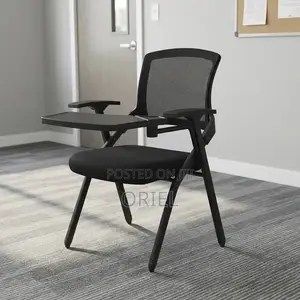 Black Mesh Office Training Chair with Writing Pad