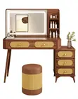 Vintage LED Light Brown Modern Dressing Table - 3