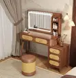 Vintage LED Light Brown Modern Dressing Table - 5