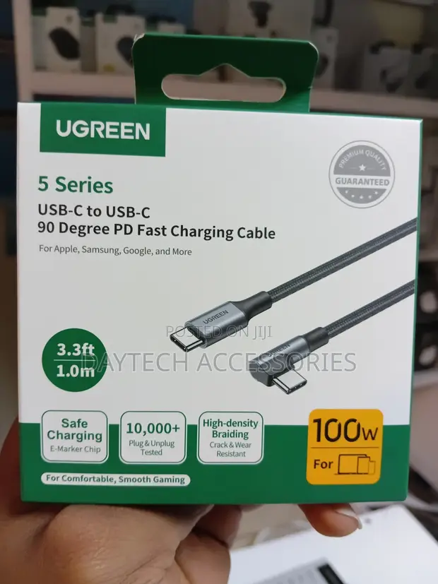 UGREEN 5 Series USB-C to USB-C 90 Degree PD Fast Charging Cable 100W - 1