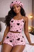 3-Piece Heart Print Pajama/Lounge Set (M-3XL) - 2