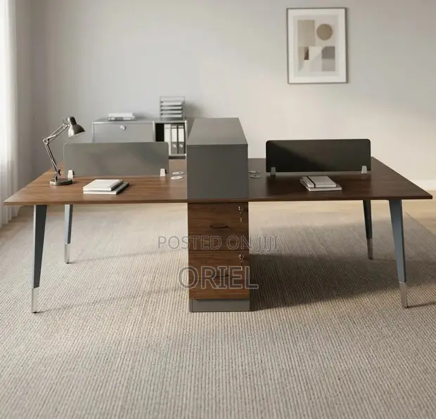 Wooden 4-Seater Office Workstation Desk - 1
