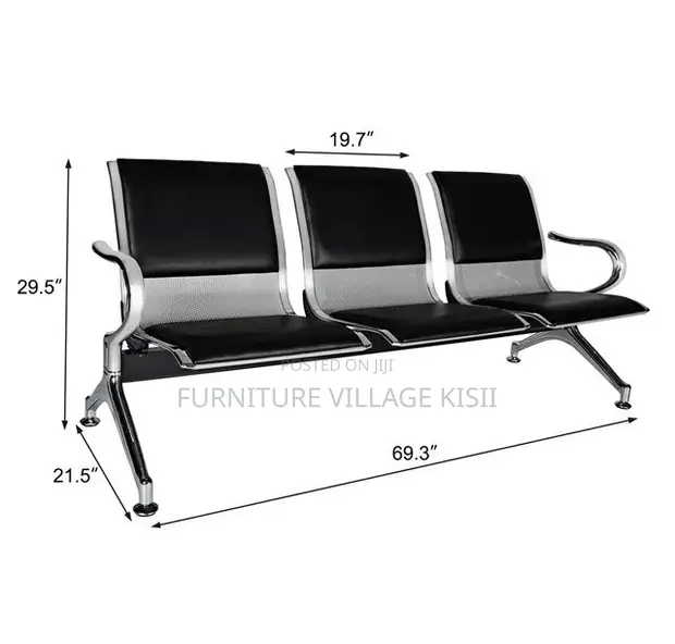 3-Seater Steel Waiting Bench - 1
