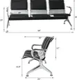 3-Seater Steel Waiting Bench - 3