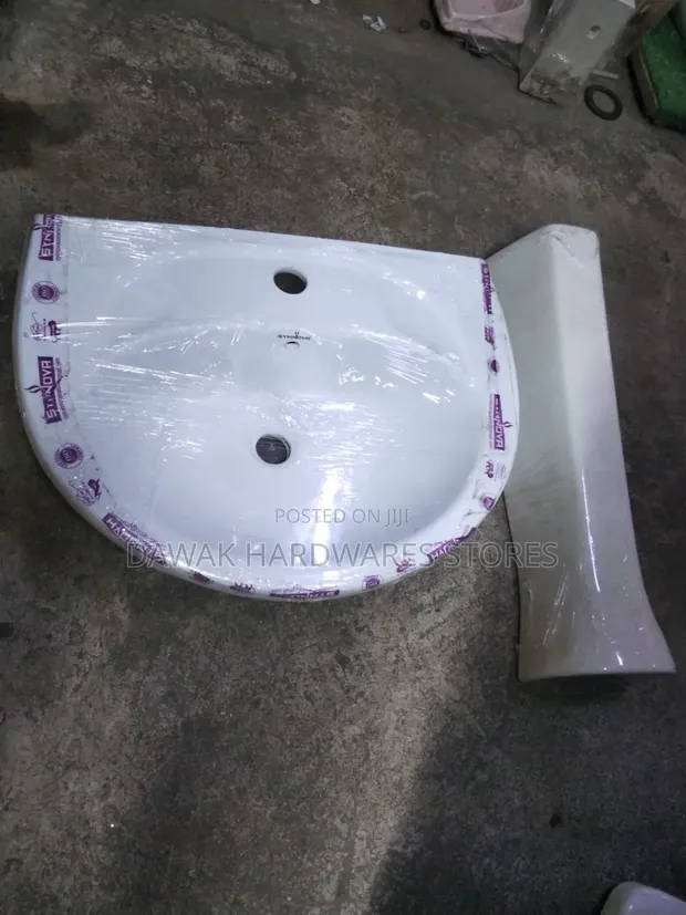 White Wall Hung Basin with Pedestal Stand - 1
