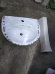 White Wall Hung Basin with Pedestal Stand - 3