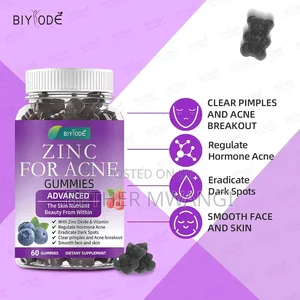 BIYODE Zinc Anti-Acne Gummies kwa Ngozi Safi