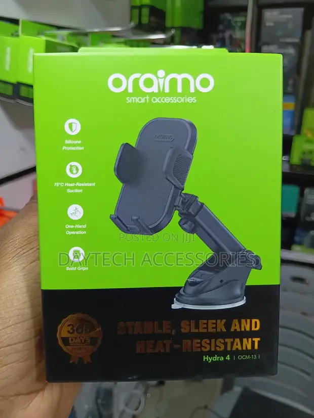 Oraimo Hydra 4 Super Suction Car Phone Mount - Black - 1
