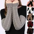 Gloves za Mikono za Cable-Knit za Kirefu bila Vidole - 1