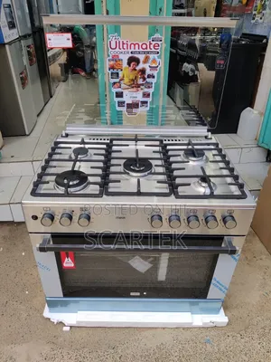 Mika 90cm x 60cm Standing Cooker, 5 Gas Burners, 10-Function Electric Oven