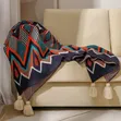 Nordic Bohemian Knitted Throw Blanket with Tassels - 1