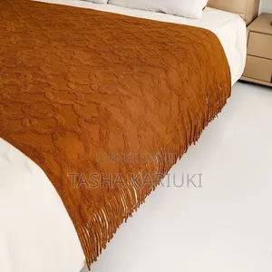 Elegant Nordic Tassel Throw Blanket - Grey, Brown, Burnt Orange