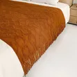 Elegant Nordic Tassel Throw Blanket - Grey, Brown, Burnt Orange - 1