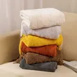 Elegant Nordic Tassel Throw Blanket - Grey, Brown, Burnt Orange - 2