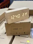 Wood Grain Digital Clock with Thermometer - 3