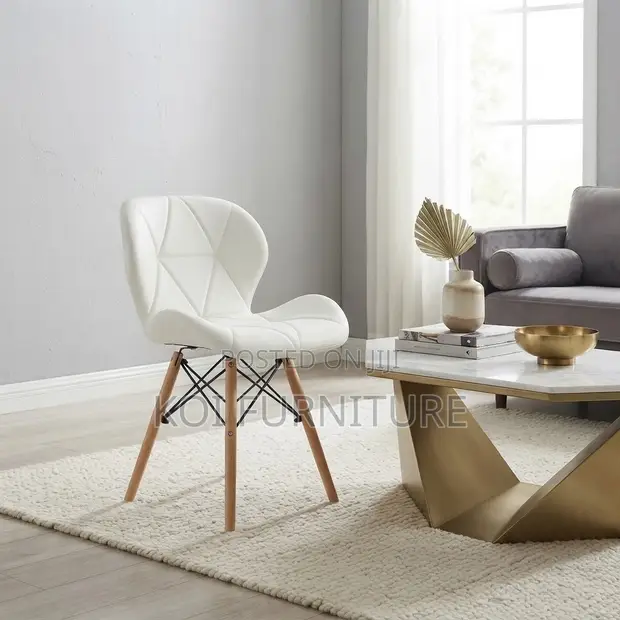 Modern Padded Eames Style Dining Chairs (White) - 1