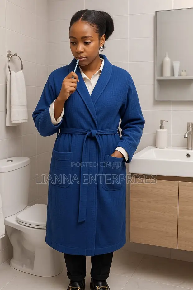 Cotton Bathrobe - Blue - 1
