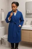 Cotton Bathrobe - Blue - 1