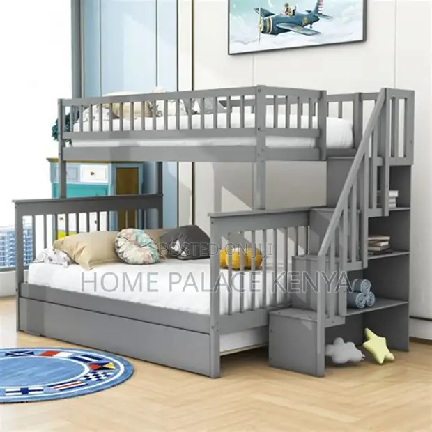Modern Solid Wood Bunk Bed for Kids Bedroom - 1