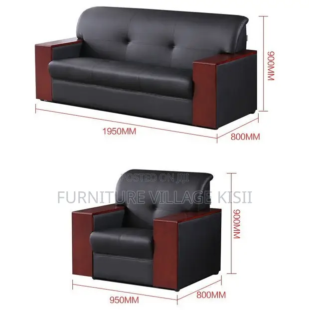 5-Seater Leather Office Sofa Set - 1