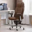 Modern Brown Leather High Back Office Chair with Reclining Feature - 1