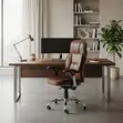 Modern Brown Leather High Back Office Chair with Reclining Feature - 3