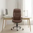 Modern Brown Leather High Back Office Chair with Reclining Feature - 4