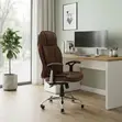Modern Brown Leather High Back Office Chair with Reclining Feature - 5