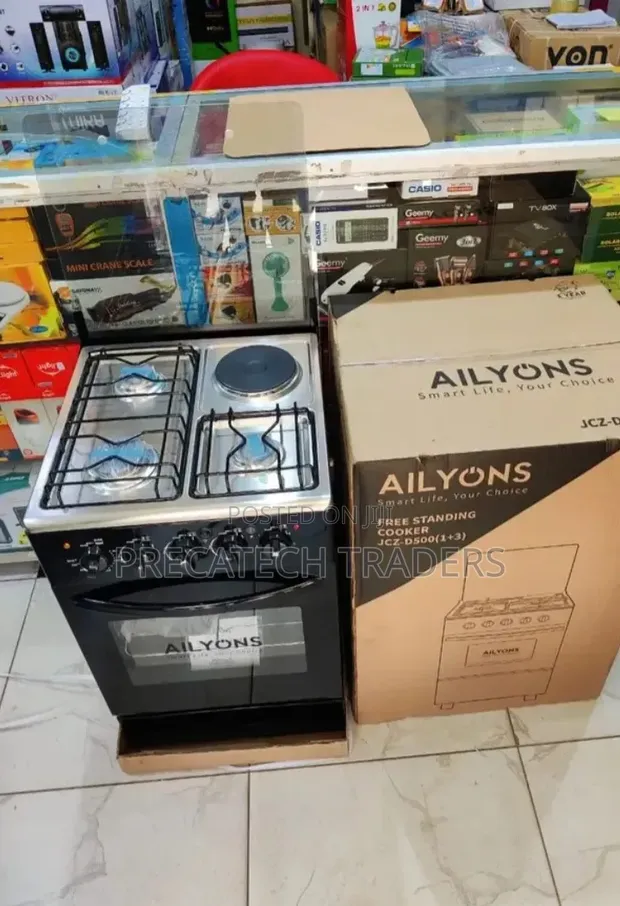 Ailyons 50x55cm Free Standing Cooker - 1 Electric, 3 Gas - 1