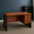 0.9m Lockable 3 Drawer Home Office Study Desk - Brown - 2