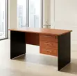 0.9m Lockable 3 Drawer Home Office Study Desk - Brown - 4