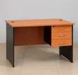 0.9m Lockable 3 Drawer Home Office Study Desk - Brown - 5