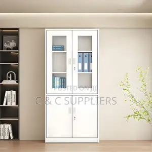 Executive Half-Glass Display Cabinet - White